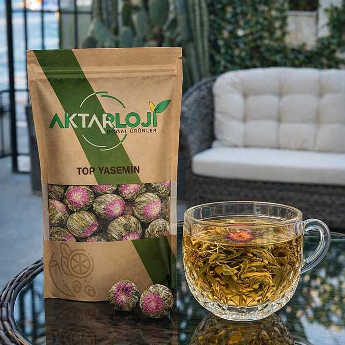 Aktarloji Top Yasemin çiçeği çayı-show Turkish Jasmine Blooming Flower Ball - Natural Herbal Tea - Image 1
