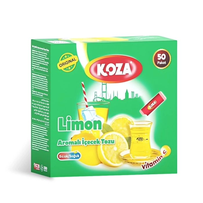Koza-Tek İçimlik Limon Aromalı Toz İçecek-50lik Turkish Lemon Flavored Powder Single-Use Drink (50pcs) - Koza - Image 1