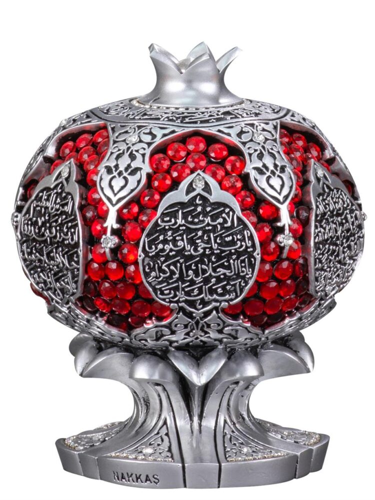 nakkas nar boytu orta boy gumus bereke 064142 Turkish Crystal Stone Pomegranate Model Gift Silver Trinket (Abundance-Ant Prayer)