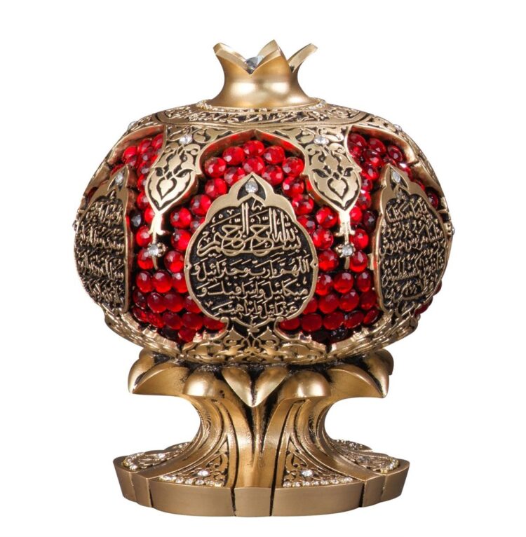 nakkas nar boytu orta boy sari bereket 1 8034 Turkish Crystal Stone Pomegranate Model Gift Gold Yellow Trinket (Abundance-Ant Prayer)