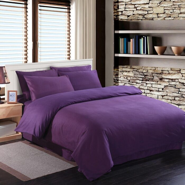 Double Duvet Cover Set -100% Cotton Ranforce Fabric/Purple