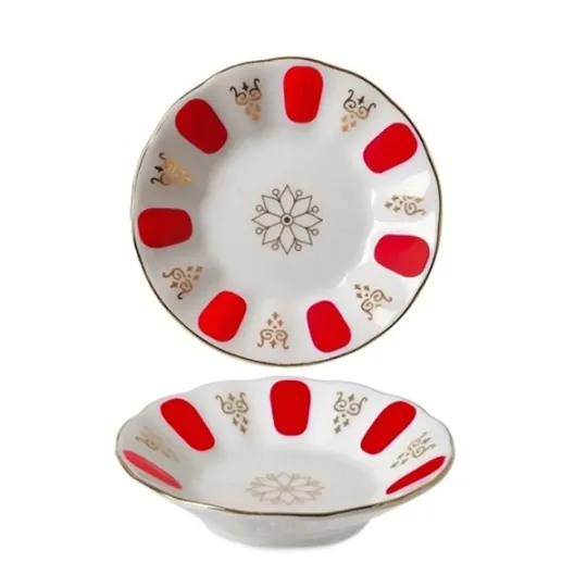 Tradational Red Gilded Original Tea Plate (Acem)-6pcs-Porland - Image 2