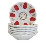 Tradational Red Gilded Original Tea Plate (Acem)-6pcs-Porland