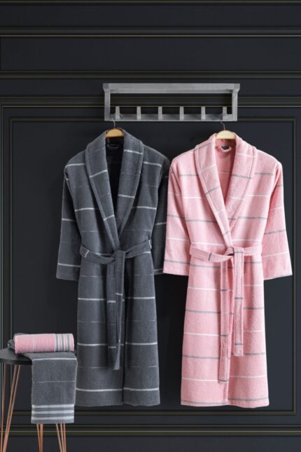 Turkish 100% Cotton 4 Piece Bathrobe Set Man / Woman - NakkÄ±sh