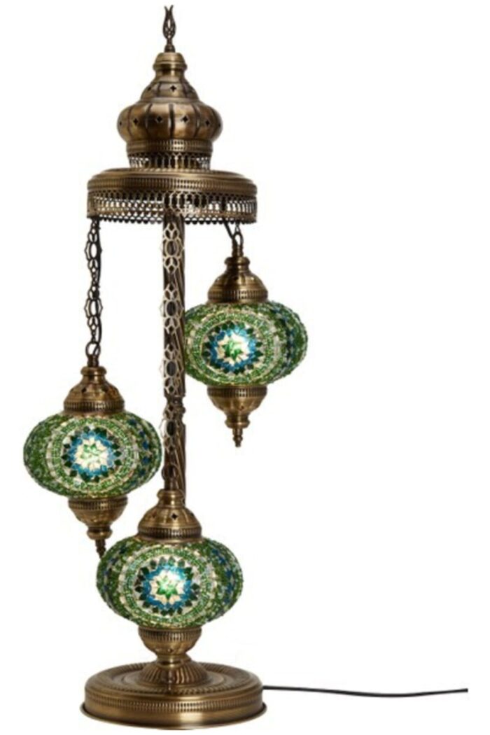 Turkish 3 Piece Mosaic Corner Lamp - Yeşim