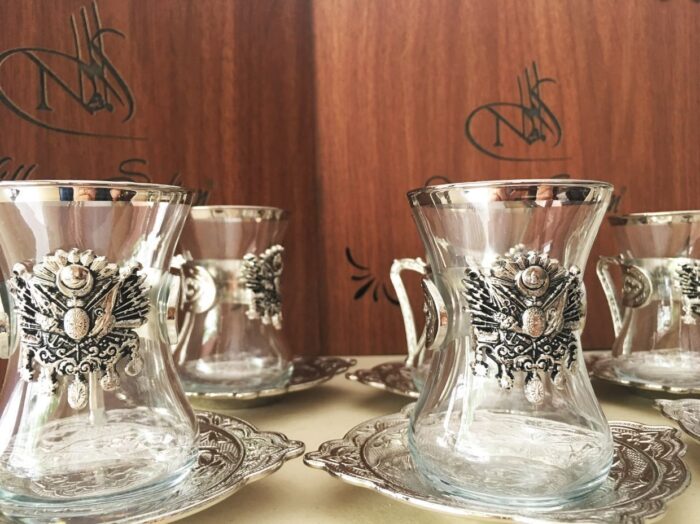 Turkish Ottoman Coat of Arms Tea Glass Set (18 Pcs)