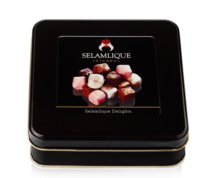 Turkish Delight with Chocolate Covered Almonds Decorated with Gold Particles / Assorted - Selamlique