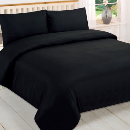 Double Duvet Cover Set -100% Cotton Ranforce Fabric/Black