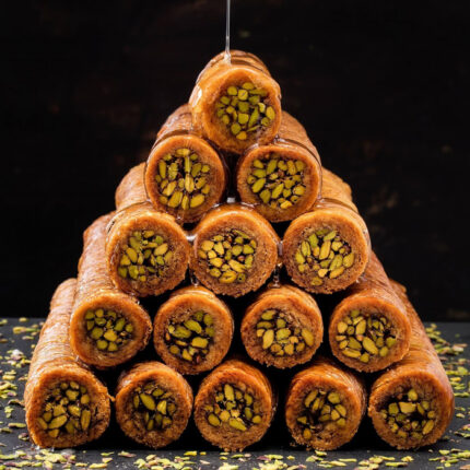 Turkish Baklava Pistachio Wrapped Halep in Metal Box - HafÄ±z Mustafa (1.2kg)