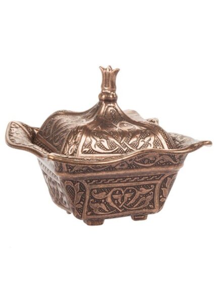 Handmade Embroidered Copper Turkish Delight and Sugar Bowl