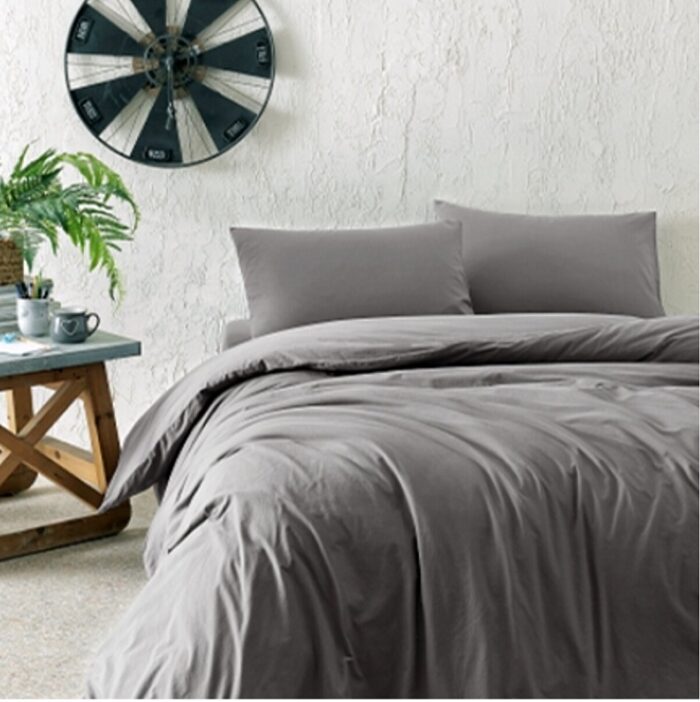 Double Duvet Cover Set -100% Cotton Ranforce Fabric/Grey