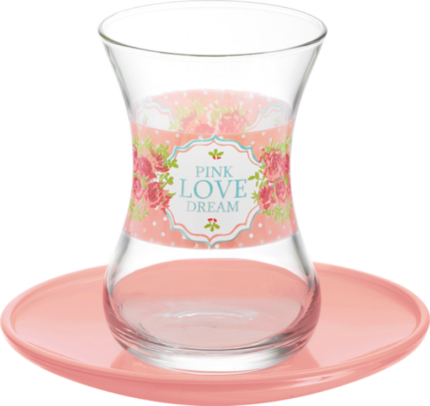 Lav Turkish Tea Glass Set-Pink Love Dream (12pcs)