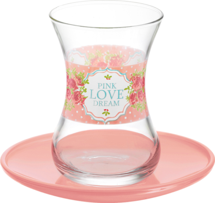 Lav Turkish Tea Glass Set-Pink Love Dream (12pcs)