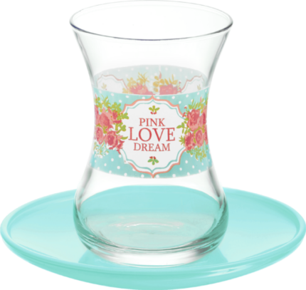 Lav Turkish Tea Glass Set-Turquoise Love Dream (12pcs)