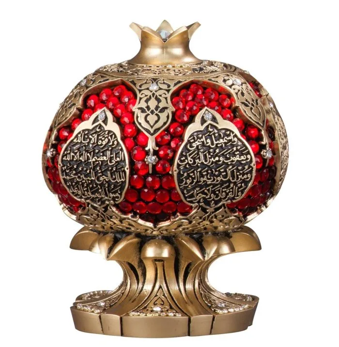 Turkish Crystal Stone Pomegranate Model Gift Gold Yellow Trinket (Abundance-Ant Prayer) - Image 1