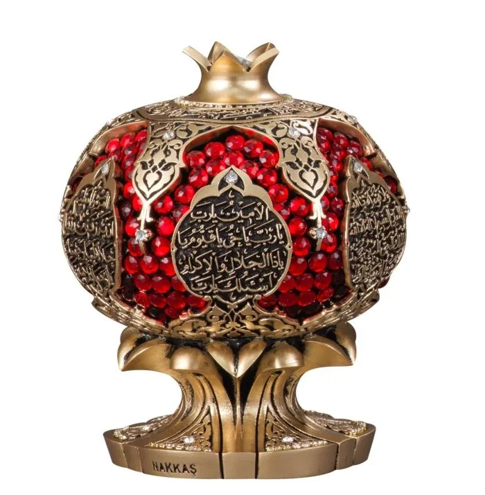 Turkish Crystal Stone Pomegranate Model Gift Gold Yellow Trinket (Abundance-Ant Prayer) - Image 3