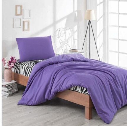 Single Duvet Cover Set -100% Cotton Ranforce Fabric/Purple