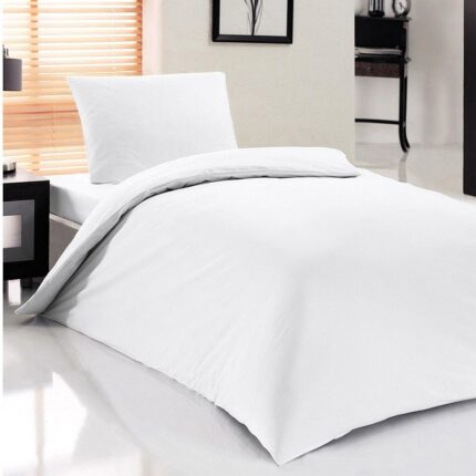 Single Duvet Cover Set -100% Cotton Ranforce Fabric/White