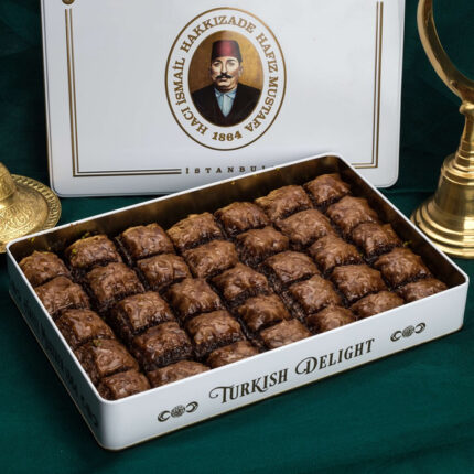 Turkish Baklava Chocolate Pistachio Metal Box - HafÄ±z Mustafa (1.65kg)