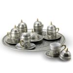 Turkish Copper Coffee Set Handcrafted - Padisah (Set of 6)