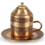 Turkish Copper Coffee Set Handcrafted - Sultan (Set of 6)