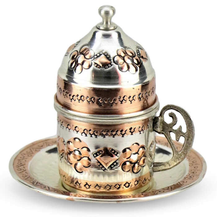 Turkish Copper Coffee Set Handcrafted - Miray (Set of 6)