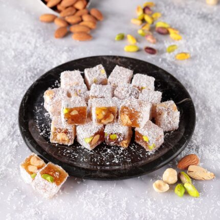 Turkish Delight Double Roasted Mixed Coconut Covered (Pistachio-Hazelnut-Almond) - Ä°kbal