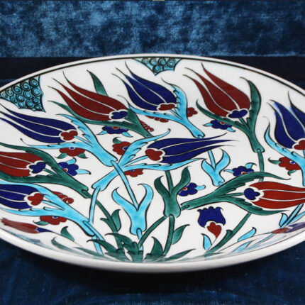 Turkish Iznik Tile Ceramic Plate Handmade - Tulip Garden