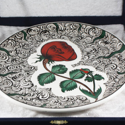 Turkish Iznik Tile Ceramic Plate Handmade - Lonely Rose