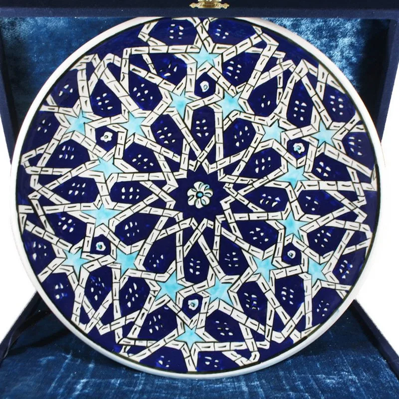 Turkish Iznik Tile Ceramic Plate Handmade - Seljuk Star