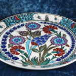Turkish Iznik Tile Ceramic Plate Handmade - Flower Garden