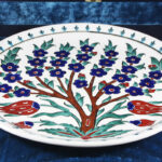 Turkish Iznik Tile Ceramic Plate Handmade - Tree & Tulip