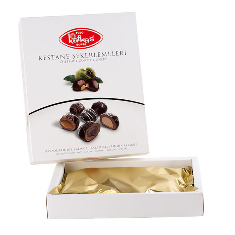 Turkish Chestnut Confectionary - Hazelnut Cream, Caramel and Cacao Filled