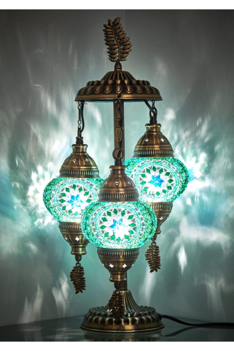 Turkish Triple Mosaic Desktop Lampshade Lamp - Turkuaz