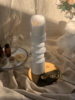 Pine White Wooden Candlestick Candle Holder - Modapek