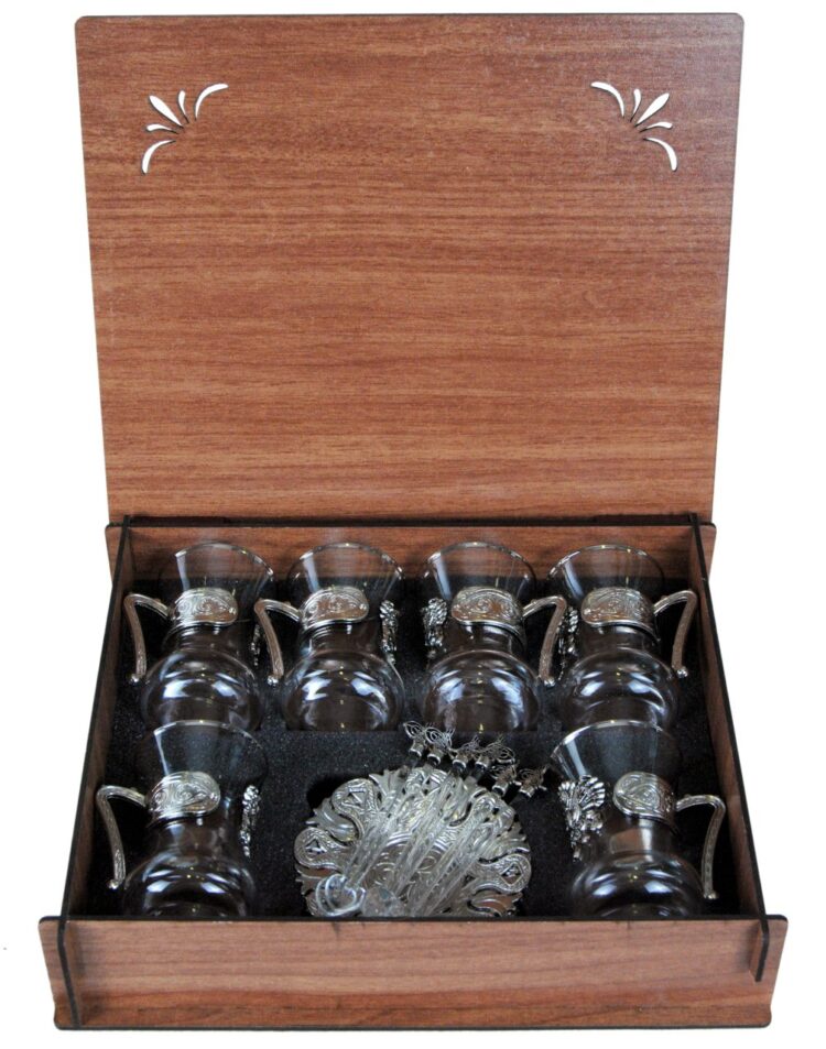 Turkish Ottoman Coat of Arms Tea Glass Set (18 Pcs)