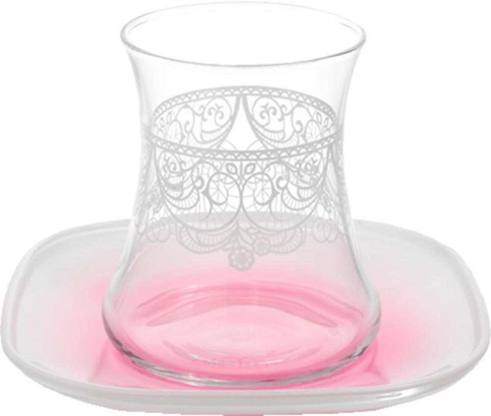 Lav Dantela Turkish Tea Glass Set Pink 12 Pcs Online Turkish
