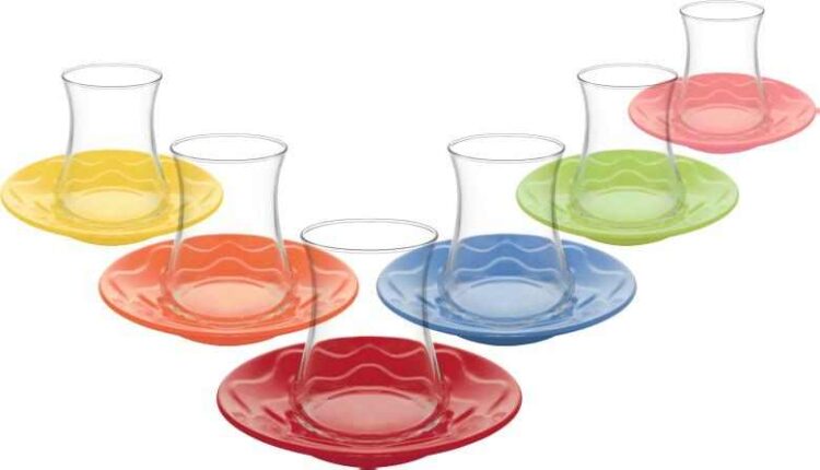 Lav Turkish Tea Glass Set-Lal Colours (12pcs)
