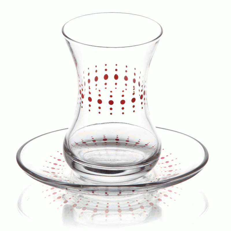 Lav Turkish Tea Glass Set Polka Dot Pcs Online Turkish Shopping